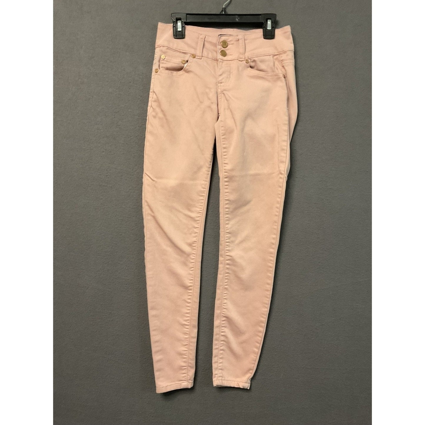 Boom Boom Jeans Pants Womens 11 Pink Skinny Stretch Double Button High Rise