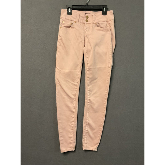 Boom Boom Jeans Pants Womens 11 Pink Skinny Stretch Double Button High Rise