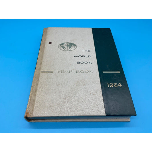 1964 The World Book Events of 1963 Year Book Annual Green White W Gold Embossing