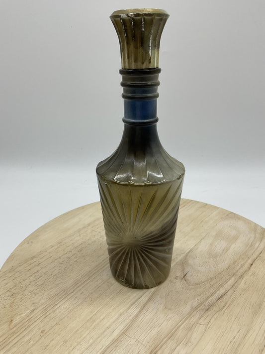 Vintage Metaxa Gold Glass Liquor Bottle Decanter Sunburst Pattern USA Cap Decor