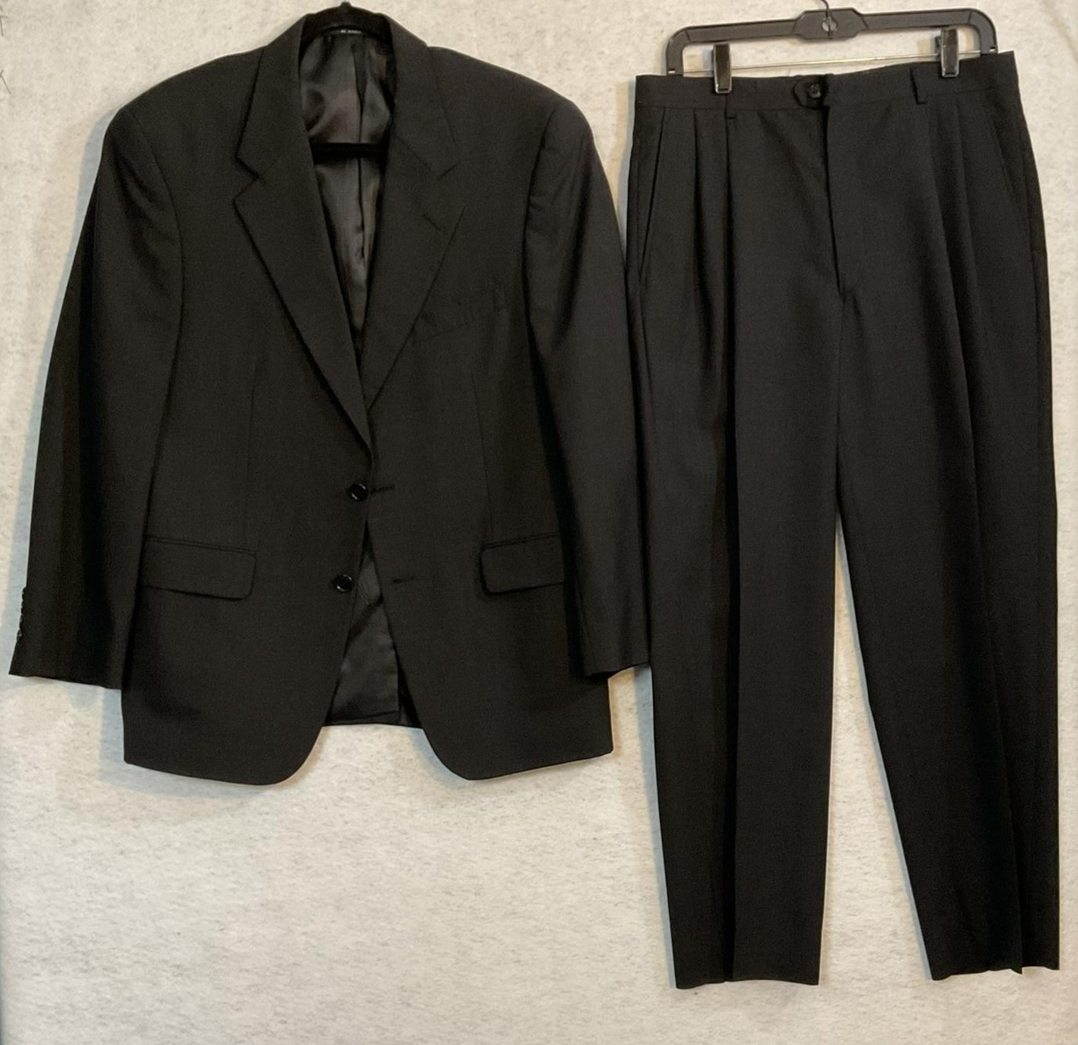 Vintage Tailors Row Suit Men Medium Gray Wool Solid 2 Piece Pant 33x29 Guatemala