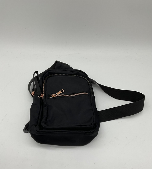 Black Nylon Sling Crossbody Bag Fanny Pack Travel Waist Rose Gold Zip