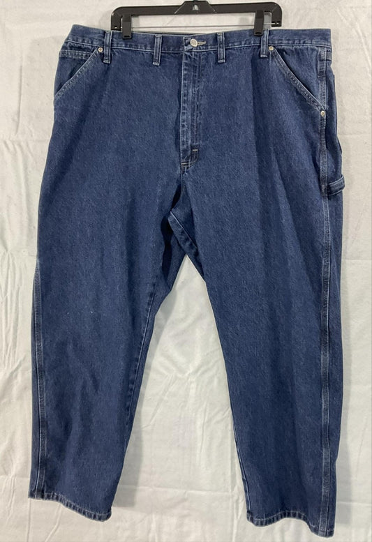 Wrangler Carpenter Jeans Mens 44x30 Blue Relaxed Straight Denim Utility Workwear