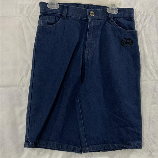 Ecko Unltd Shorts Boys 12 Blue Denim Bermuda Flat Front Rhino Logo Casual