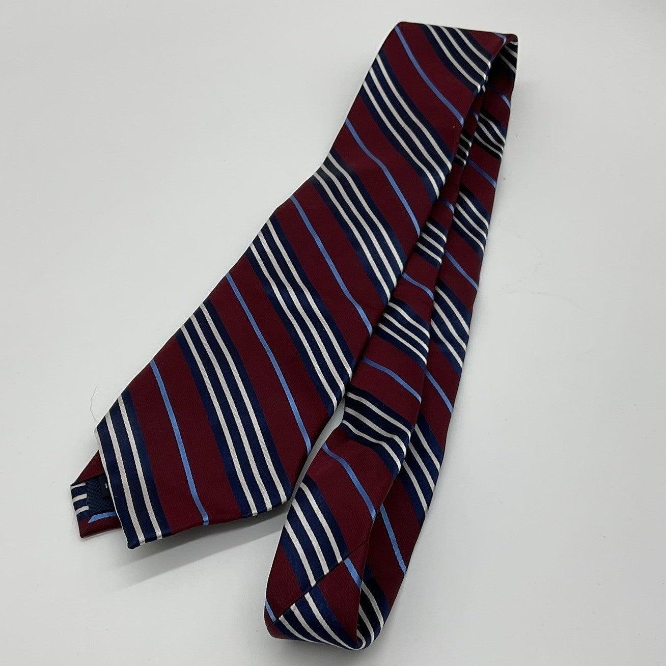 Nautica Silk Necktie Mens Burgundy Navy Striped Classic Business Accessory