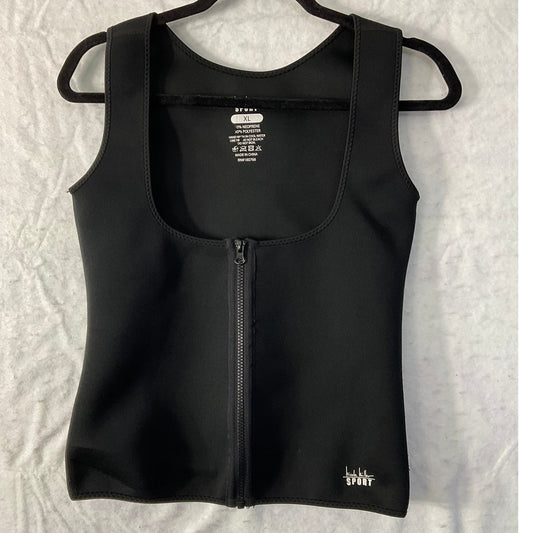 Nicole Miller Sport Waist Trainer Vest Women XL Black Neoprene Zipper Workout