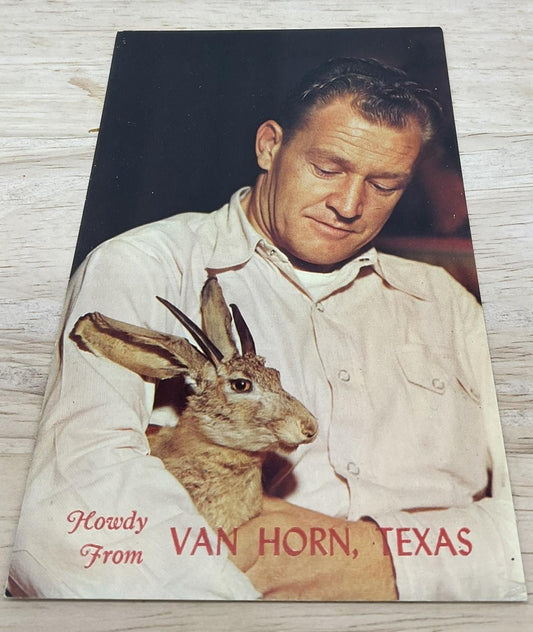 Vintage Van Horn TX John & George Antelabbit Color RPPC Postcard 5.5x3.5 In
