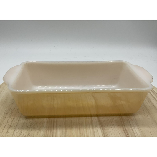 Vintage Fire-King Copper Tint Loaf Pan Milk Glass Baking Dish Oven Ware Made USA