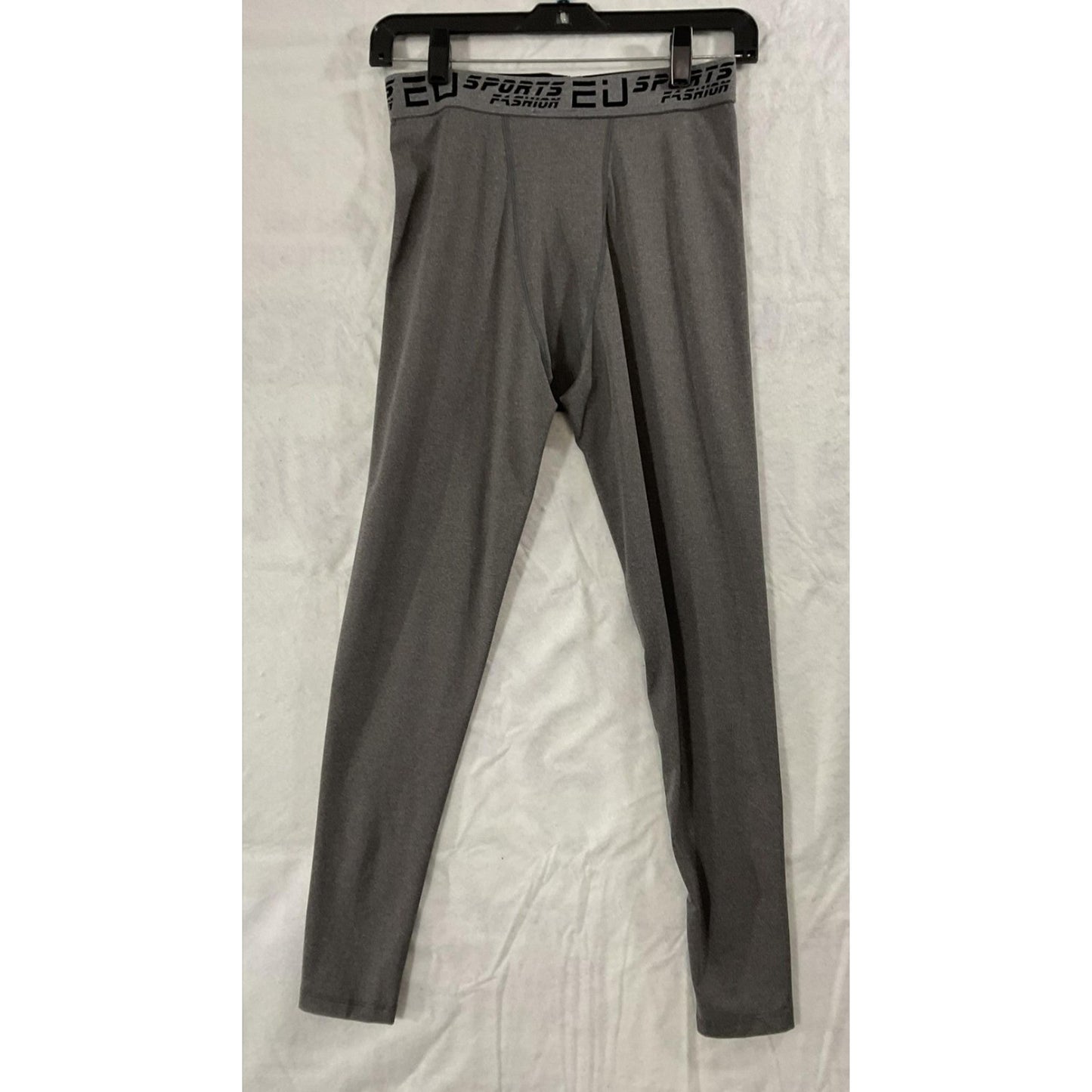 EU Sports Leggings Mens XL Gray Compression Base Layer Leggings Stretch Athletic