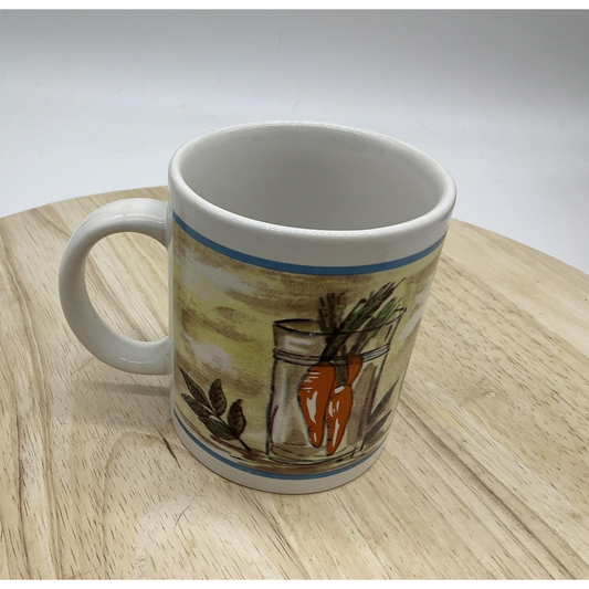 Carrot Jar Artwork Ceramic Coffee Mug Cup Farmhouse Country Kitchen Rustic VTG