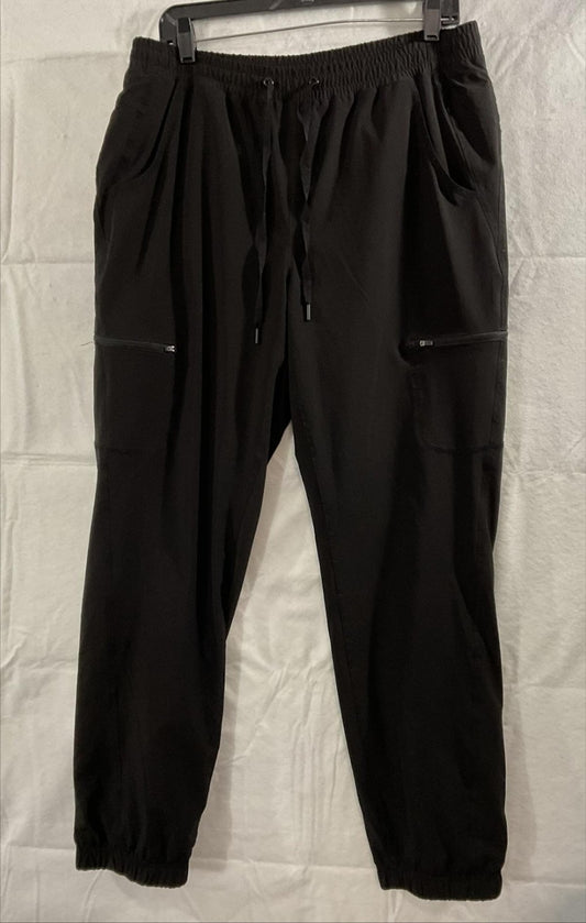 Eddie Bauer Pants Womens 12 Black Fleece Lined Jogger Zipper Pockets Cuffed