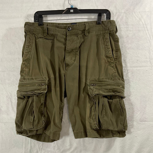 Cargo Shorts Mens 32 Olive Green Multi Pocket Zipper Accent Utility Outdoor