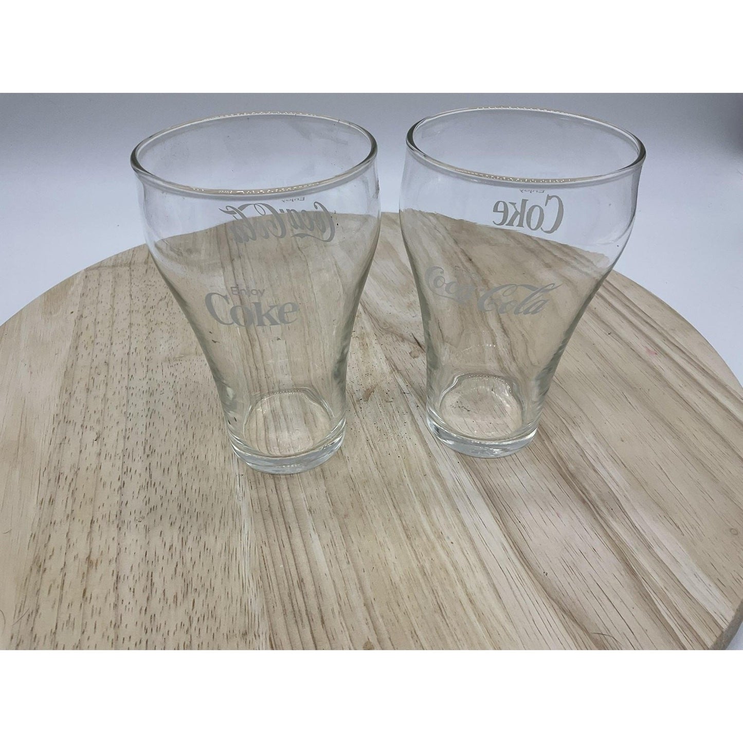 Vintage Set Of 2 Coke Cola Drinking Glasses Cups Bell Soda Shape 5"