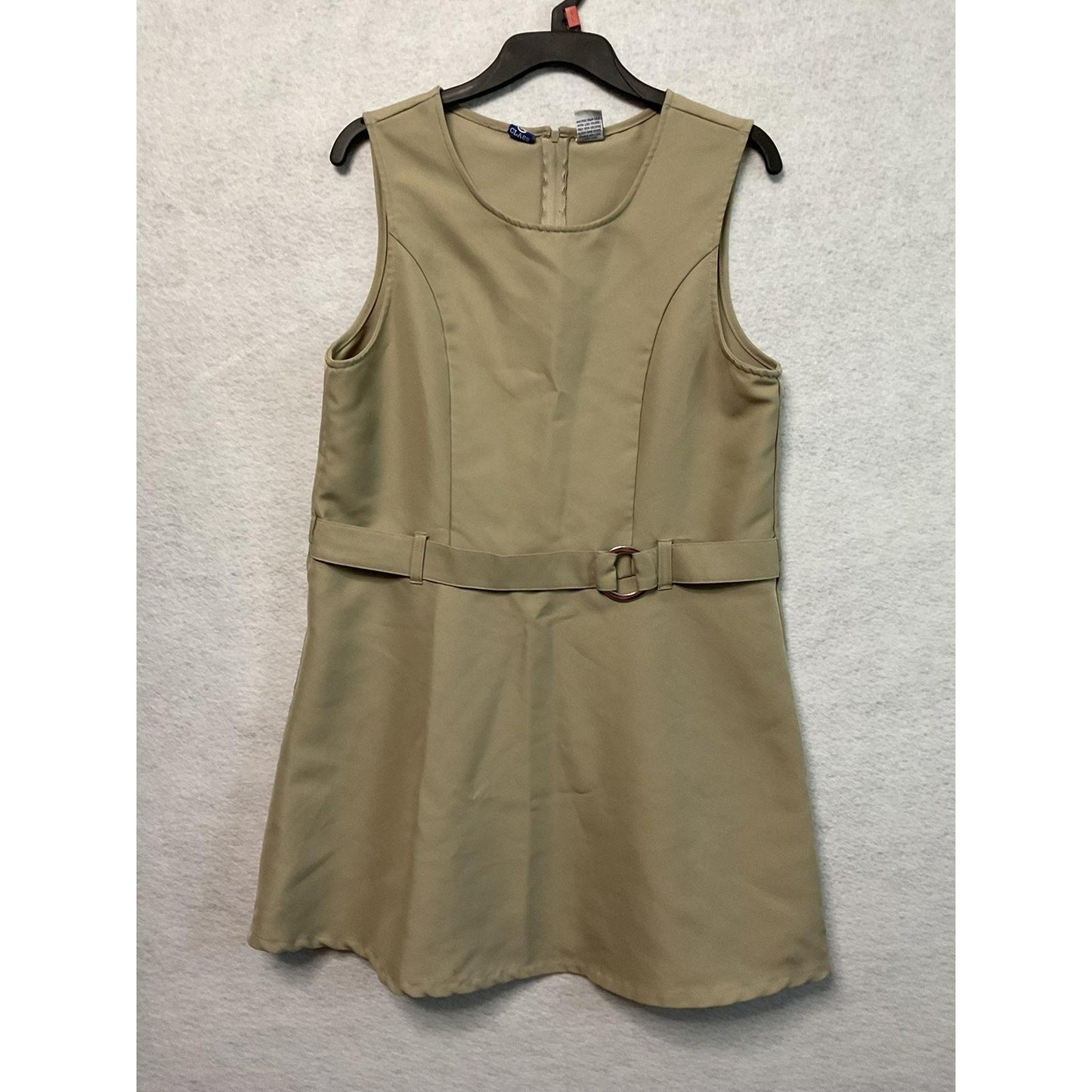 @Class Dress Girls Size 20 Tan Sleeveless Belted School Uniform Office Wear