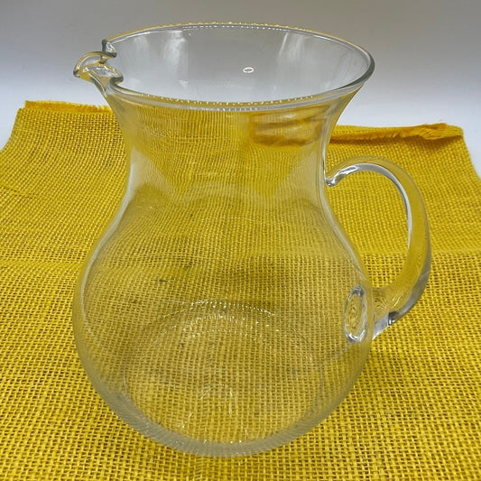 Vintage Glass Pitcher Unisex OS Clear Hand Blown Ice Lip Serving Carafe