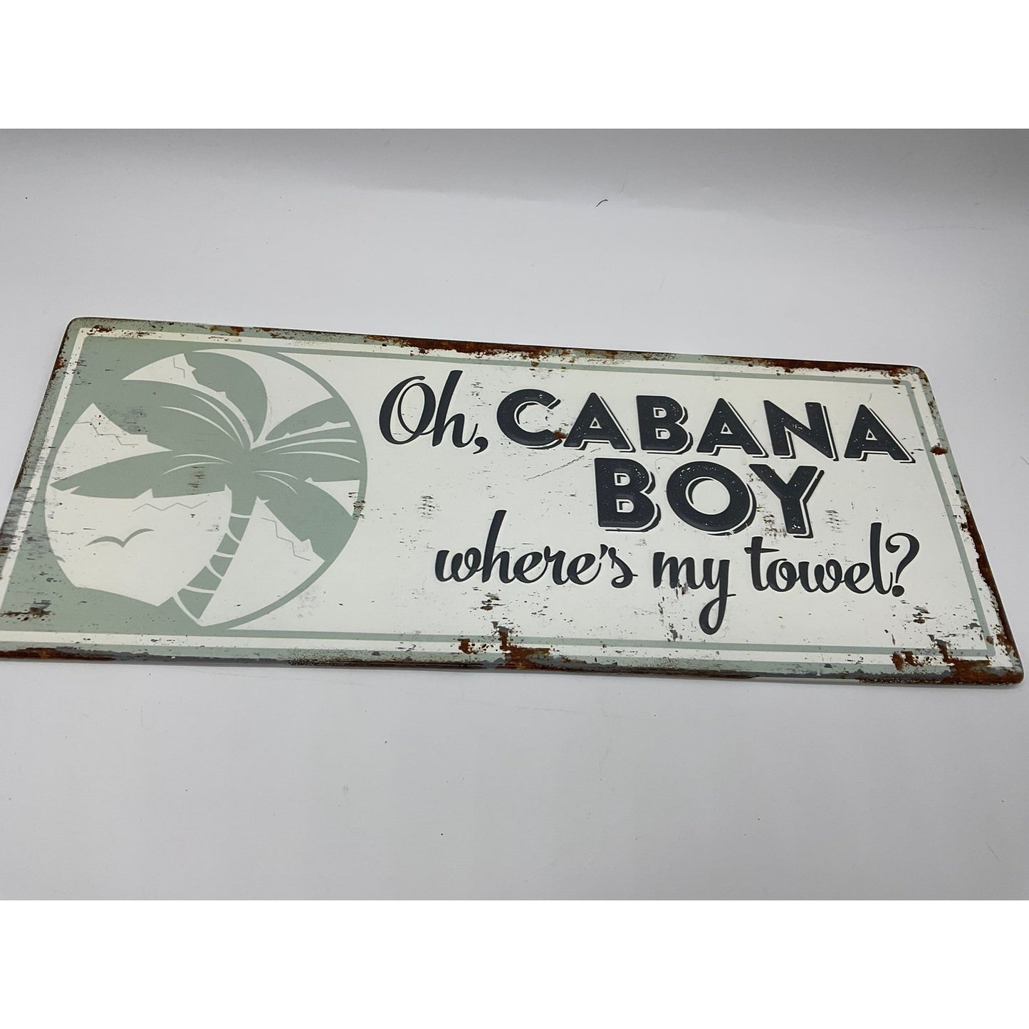 Hobby Lobby Metal Wall Decor Unisex 20x8 White Cabana Boy Tropical Beach Sign