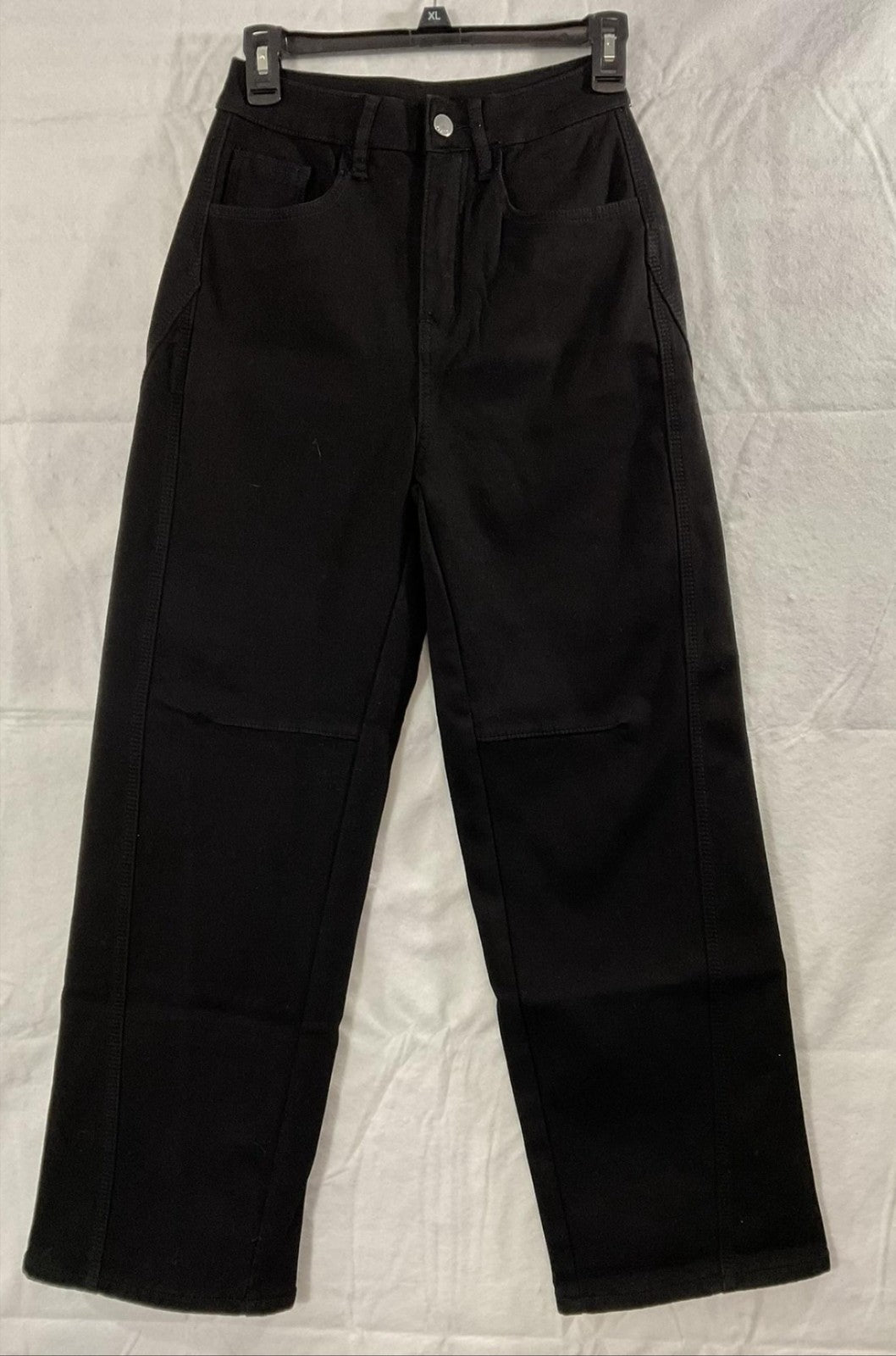 EMMIOL Jeans Womens XS Black Denim High Rise Straight Fleece Lined Thermal Warm