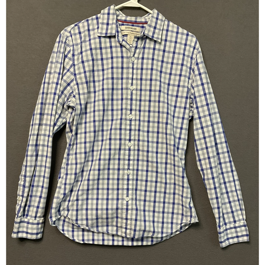 Goodthreads Shirt Mens Small Blue White Plaid Long Sleeve Button Down Casual