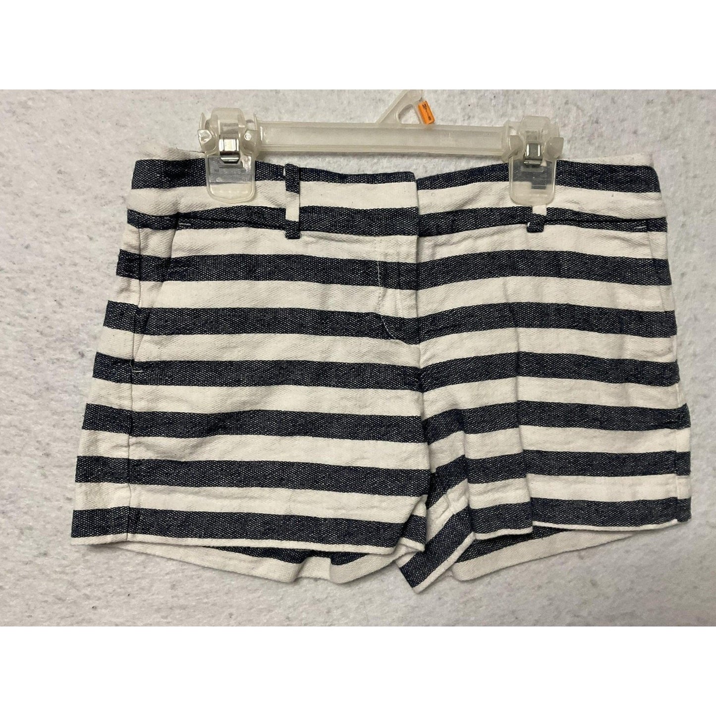 Ann Taylor Shorts Womens 0P Blue White Striped Chino Linen Blend Petite Nautical