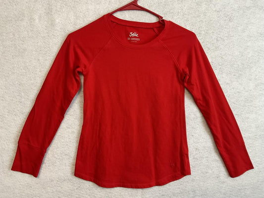 Justice Shirt Girls 10 Red Long Sleeve Crew Neck Solid Basic Stretch Top