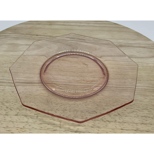 Pink Glass Salad Plate Octagon Geometric Small Vintage Retro Tableware Kitchen