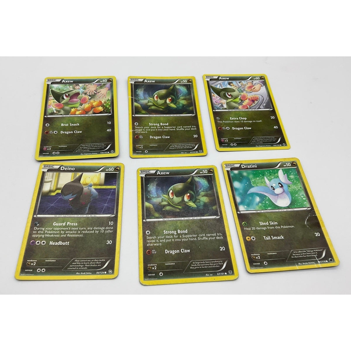 Pokemon TCG Card Lot Axew Deino Dratini Dragon Type 6 Card Bundle Mixed Sets
