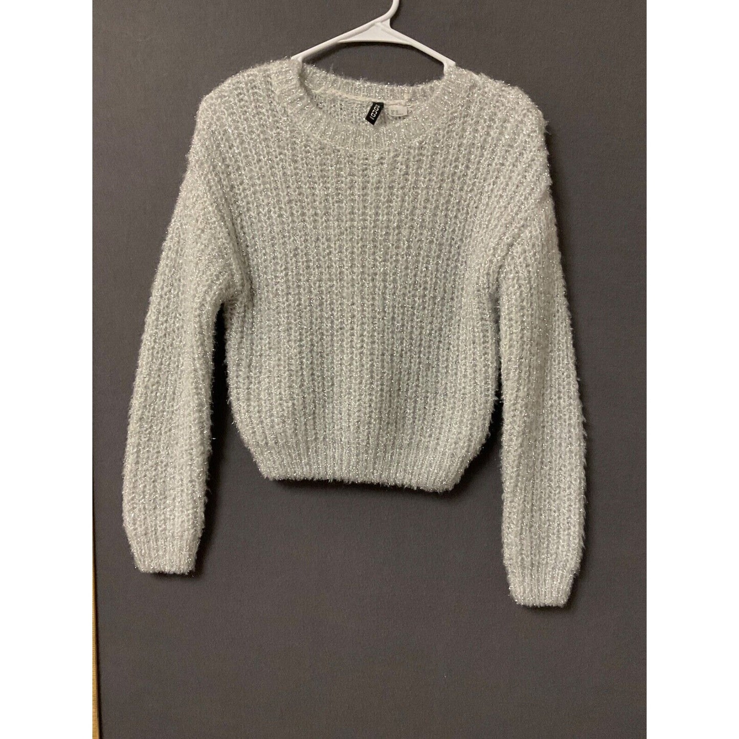 Divided H&M Knit Silver Sparkle Women’s Sweater Metallic Size XS