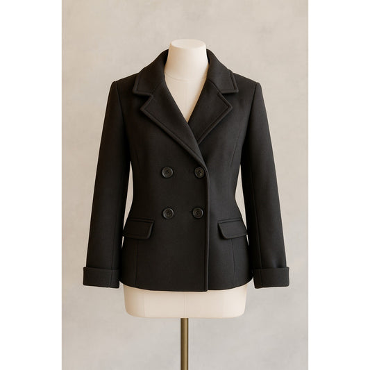Robert Louis Women’s Jacket Medium Black Double-Breasted Wool Blend Lined