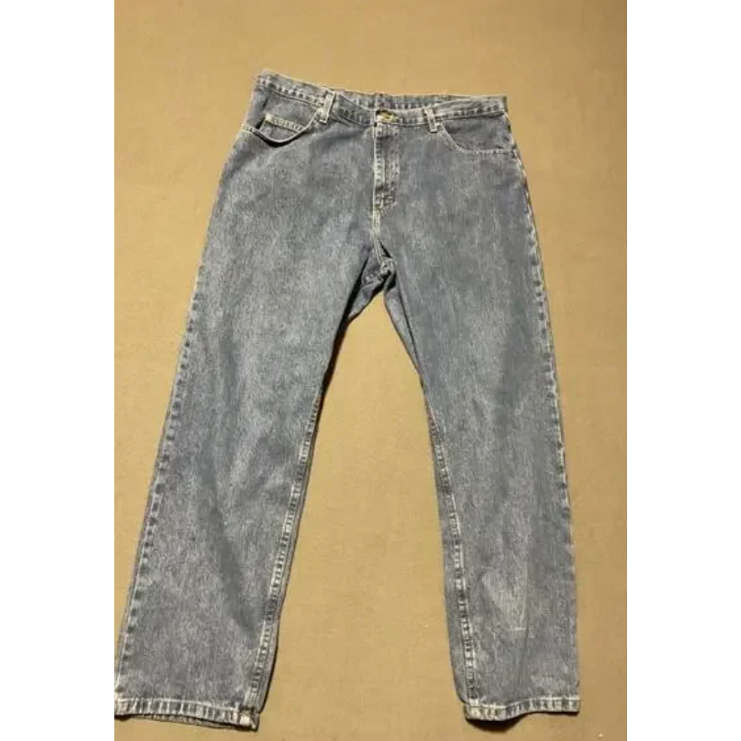 Wrangler Jeans Mens 38x32 Blue Relaxed Fit Stone Wash Straight Leg Denim Classic