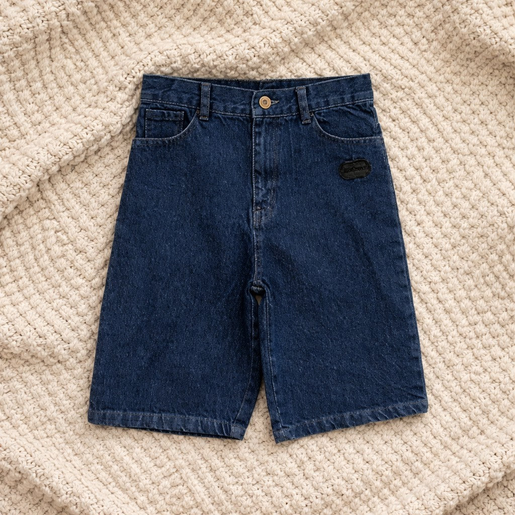 Ecko Unltd Shorts Boys 10 Black Denim Bermuda Flat Front Rhino Logo Casual