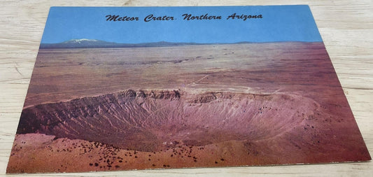Vintage Meteor Crater Northern Arizona Color Photochrome Postcard 5.5x3.5 In