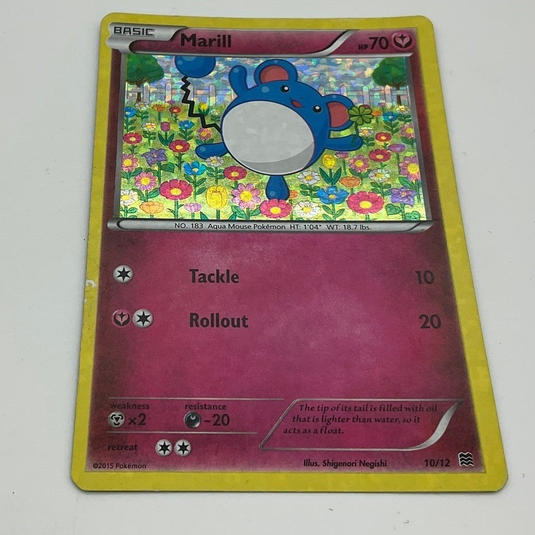 Pokemon Marill Card McDonald's 2015 Promo 10/12 Pink Holo Foil Fairy TCG Card
