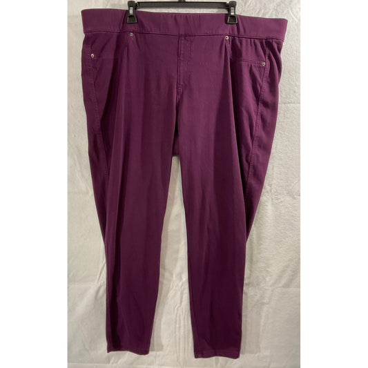 Venezia Pull On Pants Womens 24 Purple Stretch Tapered Lane Bryant Trousers