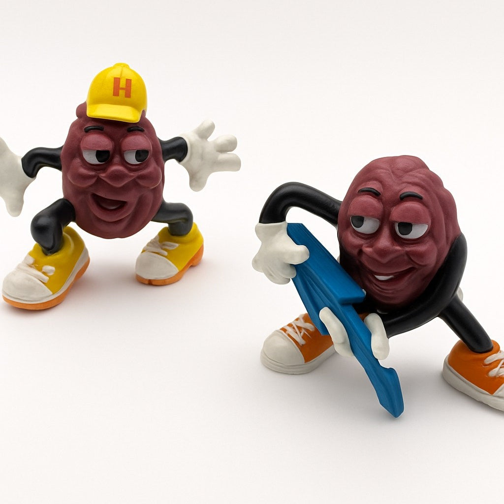 Rare Vintage California Raisin Toy Figure with Skateboard & Guitar