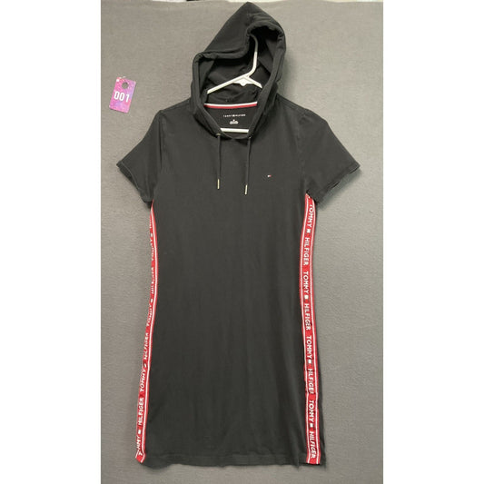 Tommy Hilfiger Women’s Black Small Hoodie Dress Pullover Short Sleeve