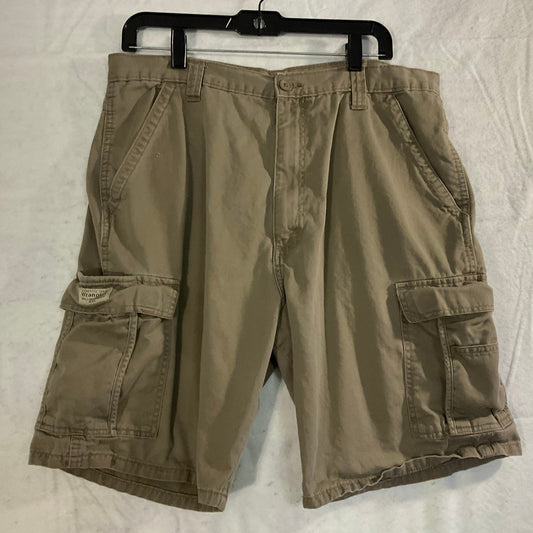 Wrangler Cargo Shorts Mens 36 Khaki Tan Cotton Twill Relaxed Fit Workwear