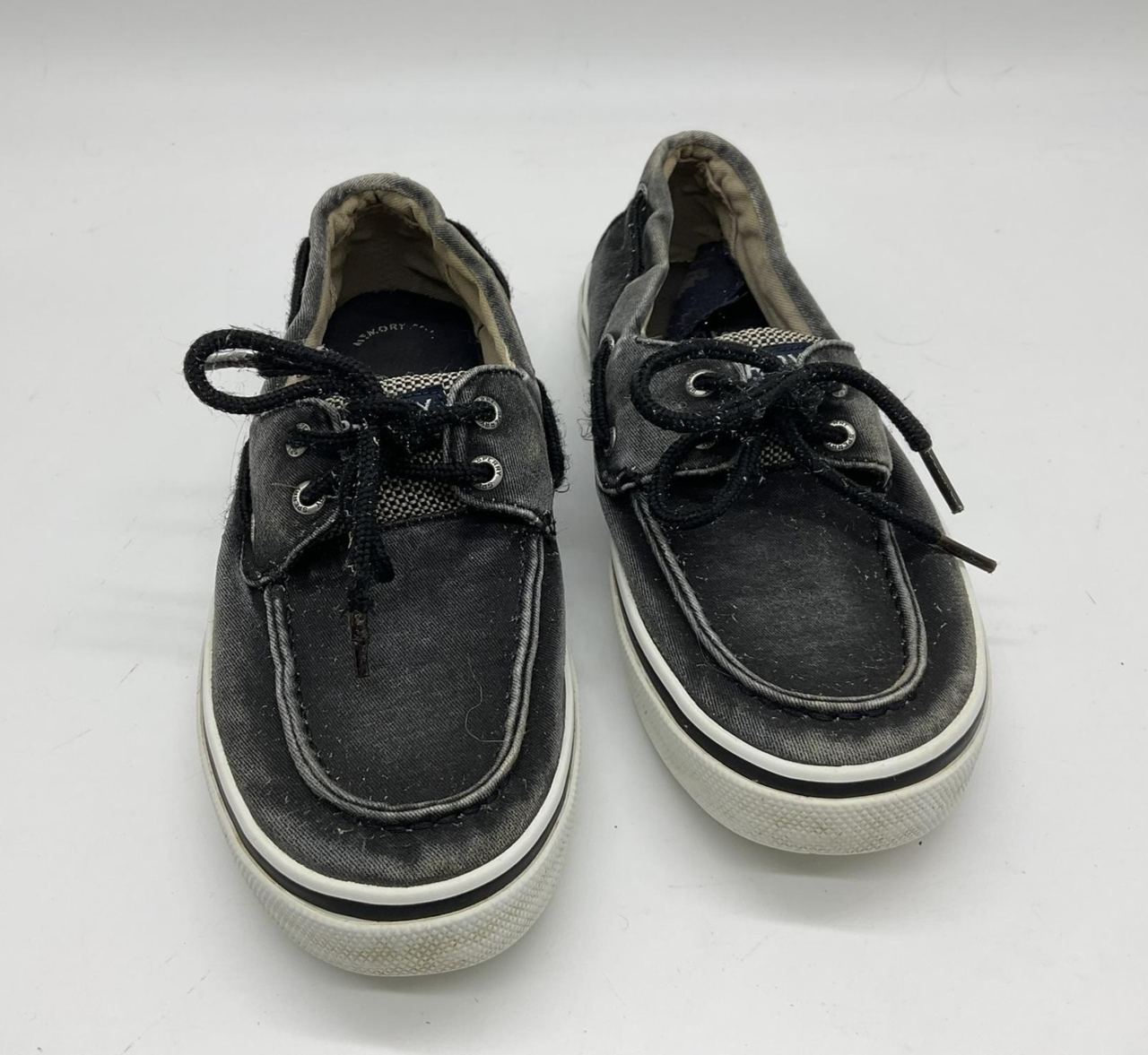 Sperry Shoes Mens 8.5 Gray Canvas Boat Top-Sider Memory Foam Lace Up Casual