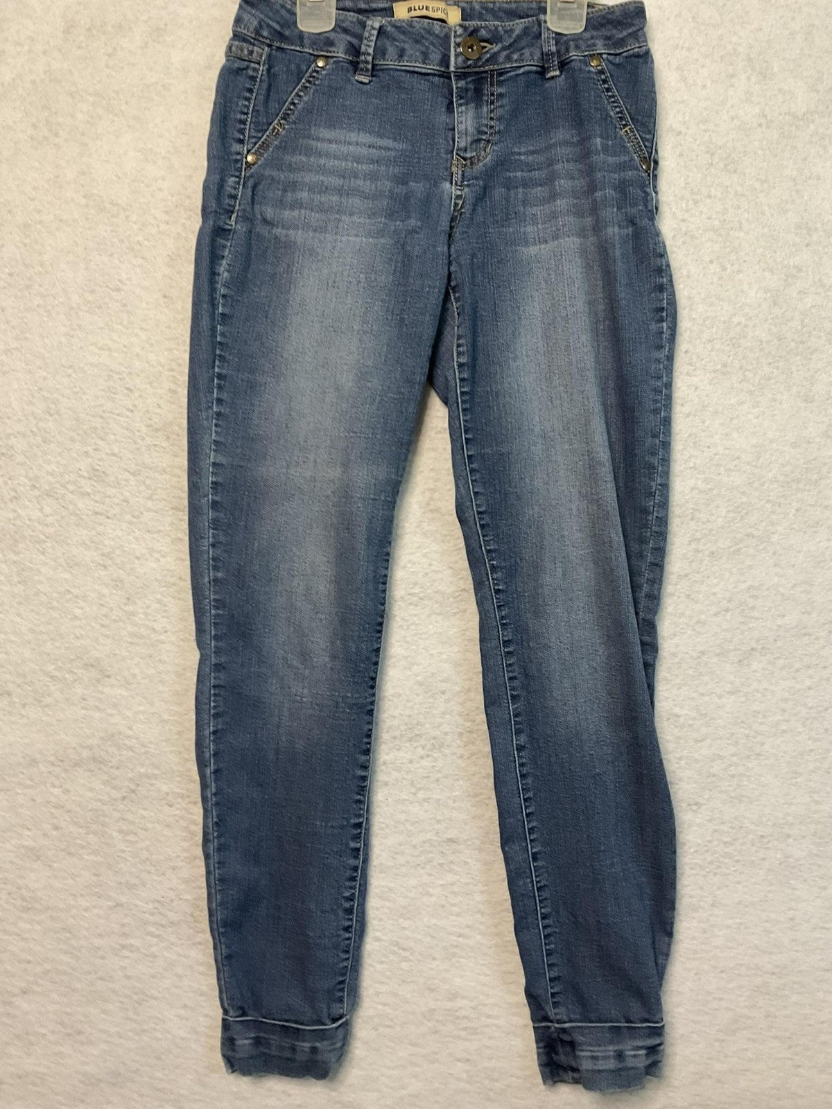 Blue Spice Jeans Womens 3 Blue Mid Rise Skinny Stretch Denim Light Wash Juniors
