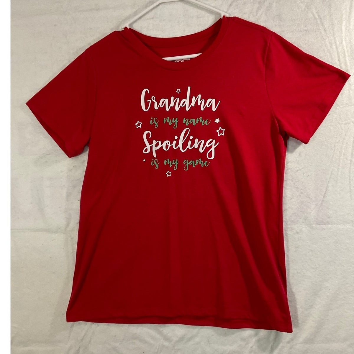 Holiday Time Graphic Tee Women Large Red Grandma Is My Name Spoiling Is My Game