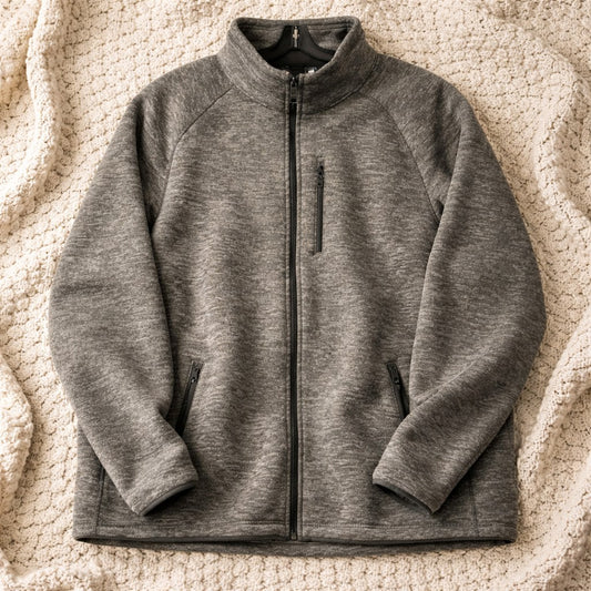 SWISSTECH Jacket Mens 3XL Gray Fleece Full Zip Stand Collar Pockets Heather