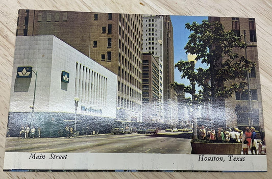 Vintage Main Street Houston Texas Colourpicture Photochrome Postcard 5.5x3.5 In