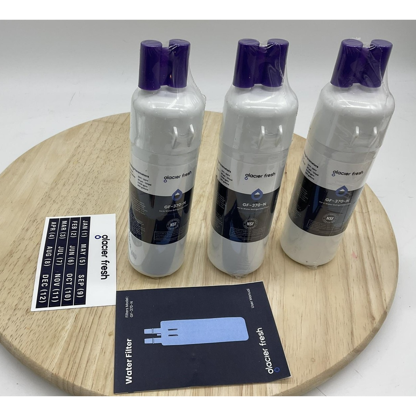 Glacier Fresh GF-370-N Refrigerator Water Filters 3 Replacement Factory Sealed