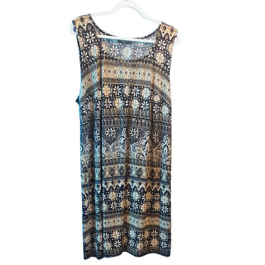 Vintage R&M Richards Size 20W Long Maxi Dress  Multi-Color, Sleeveless, USA Made