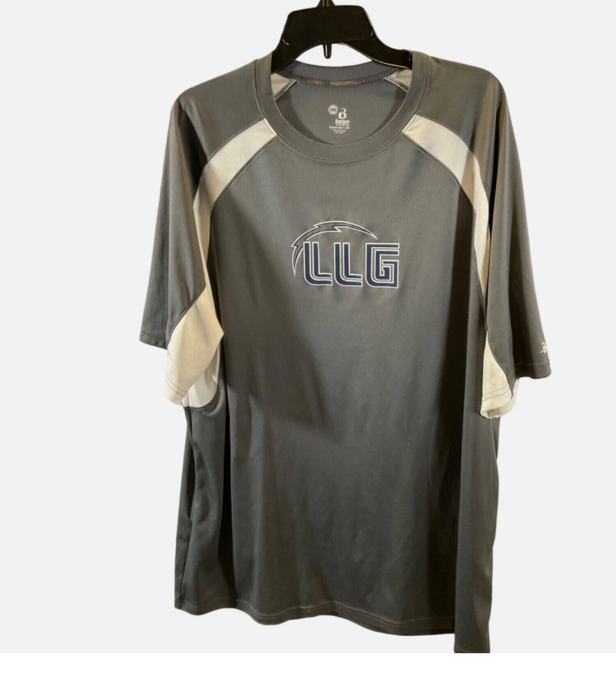 Badger Sport Shirt Mens 2XL Gray LLG Raglan Athletic Performance Training Tee