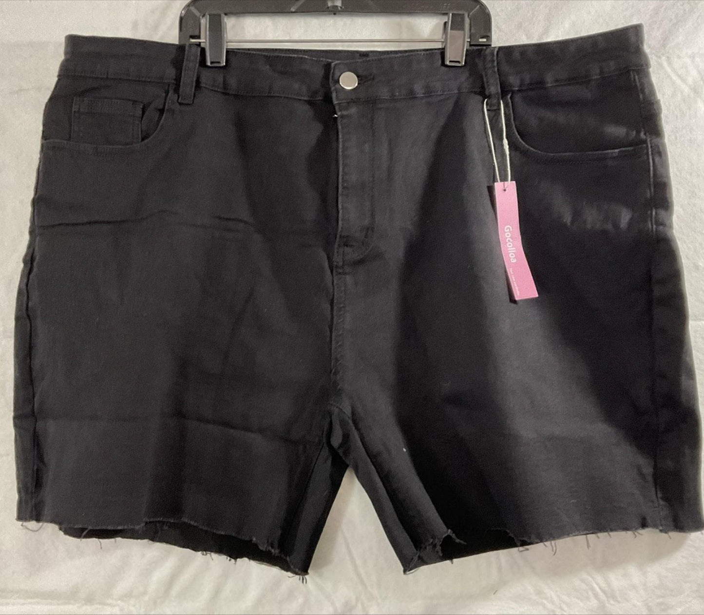 Gocollaa Shorts Womens 26W Black Denim Cut-Off Raw Hem Stretch Plus Size Casual