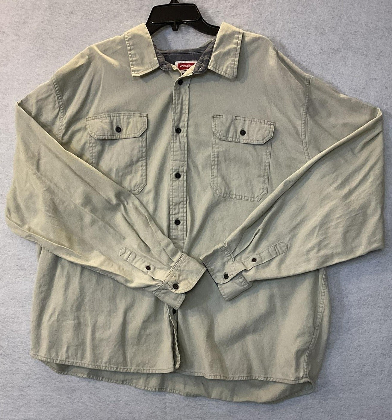Wrangler Flex For Comfort Shirt Mens 3XL Beige Stretch Long Sleeve Button Up