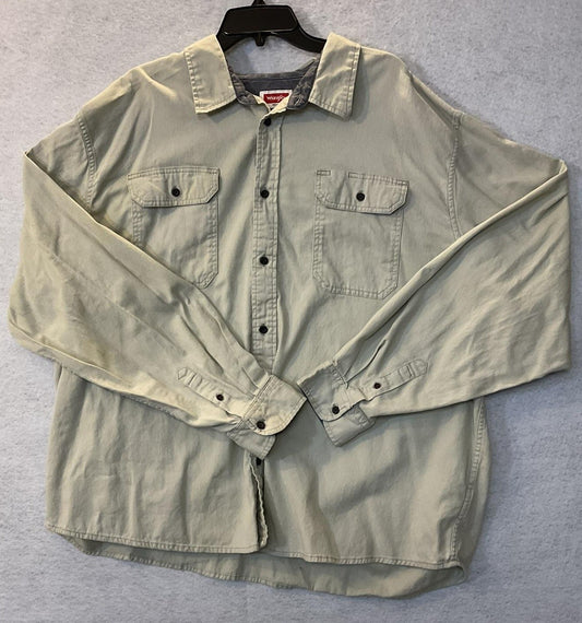Wrangler Flex For Comfort Shirt Mens 3XL Beige Stretch Long Sleeve Button Up
