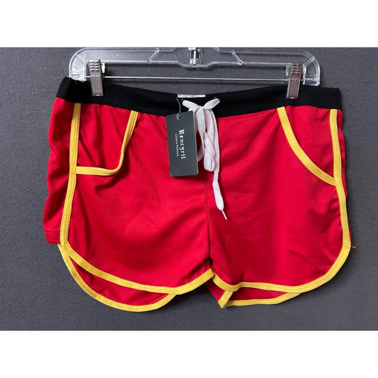 Bexxgirl Women's Red Athletic Shorts XXL Yellow Trim NWT
