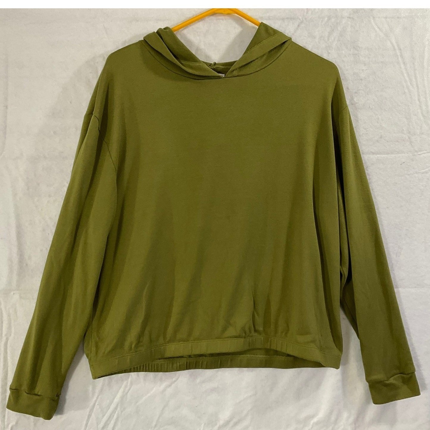 Feathers Hoodie Women 1X Olive Green Long Sleeve Pullover Lightweight Knit Top