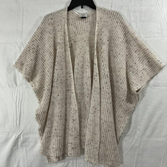 David And Young Sweater Cape Womens One Size White Open Knit Poncho Relaxed